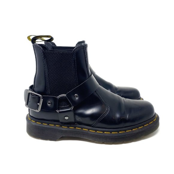 Dr. Martens Shoes - Dr. Martens Unisex Wincox 23866001 Black Polished Buckle Chelsea Boot Sz W 7 M 6